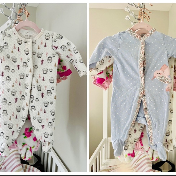 Baby Girl Clothes Lot Newborn 0 - 6 Months Pajama Bodysuit Onesies Footsies - Picture 10 of 16